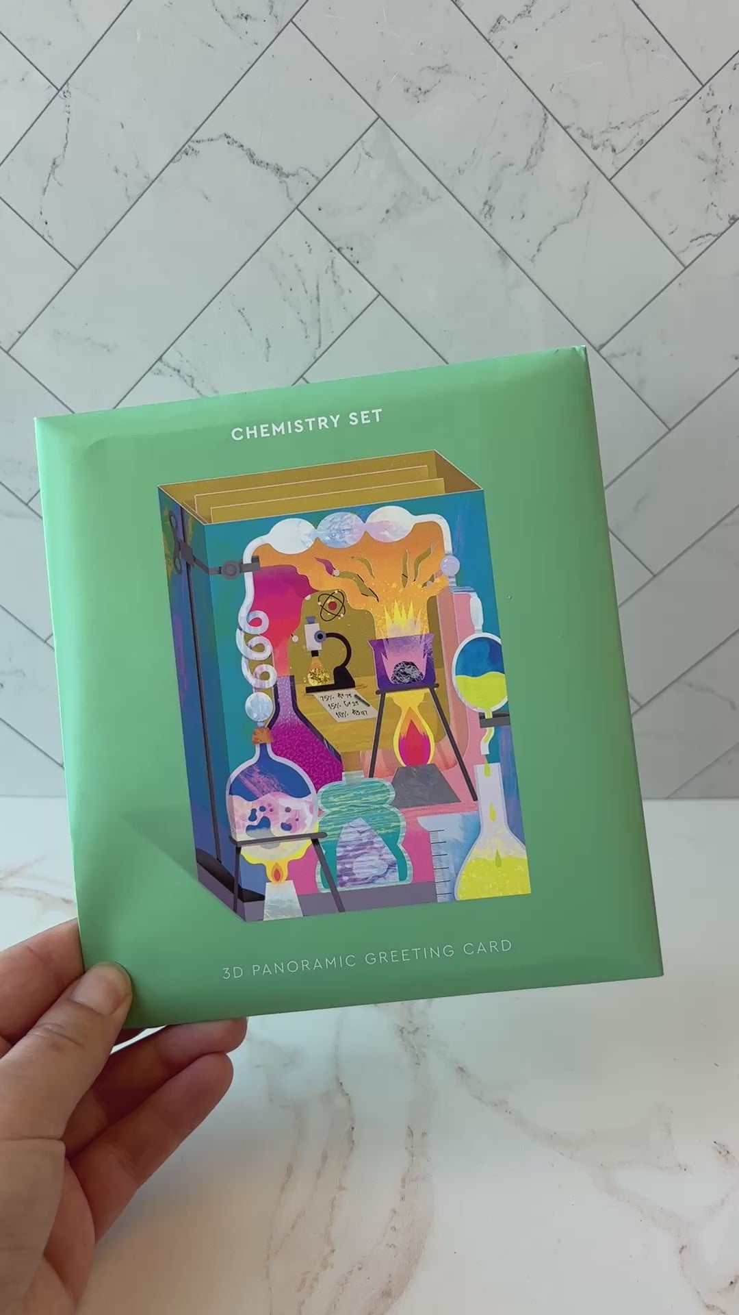 Video showing a chemistry themed 3D card