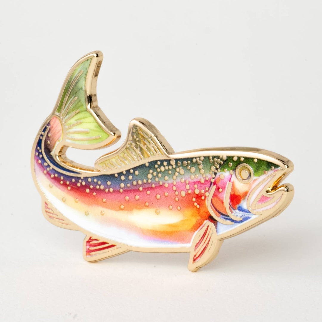 Rainbow trout pin on a white background
