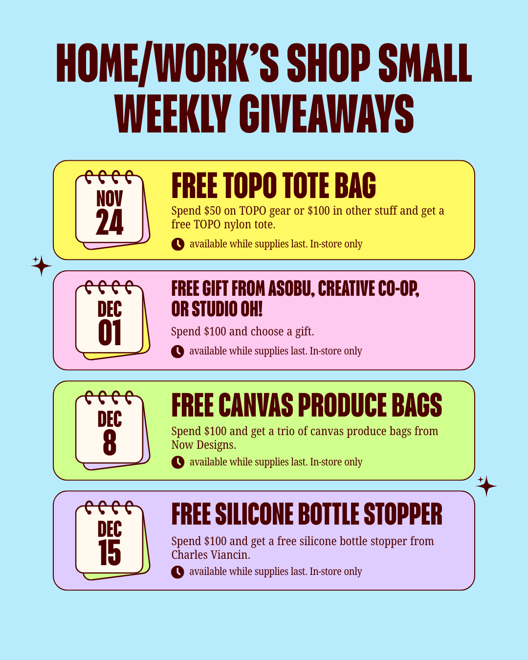 Home/Work Weekly Giveaways!