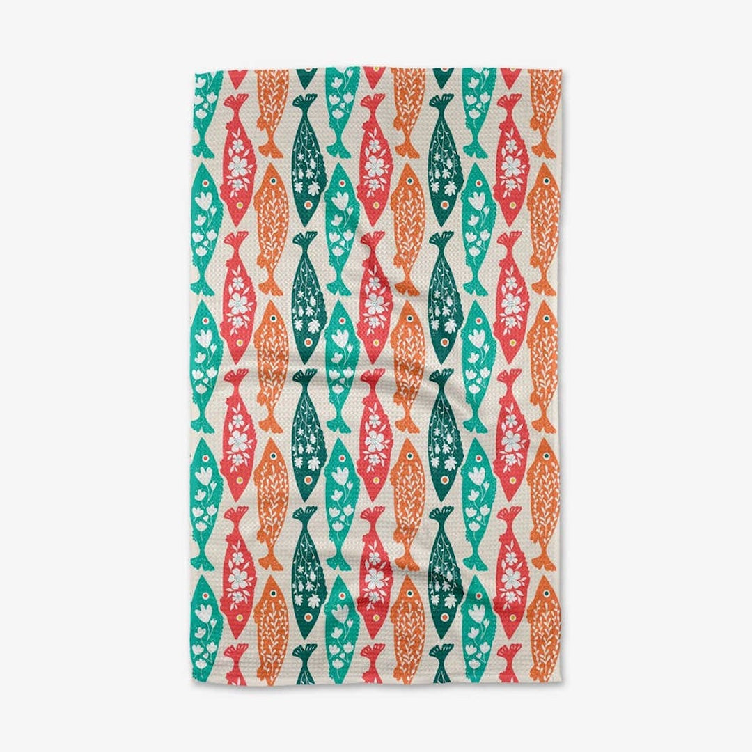 dishtowel with colorful fish