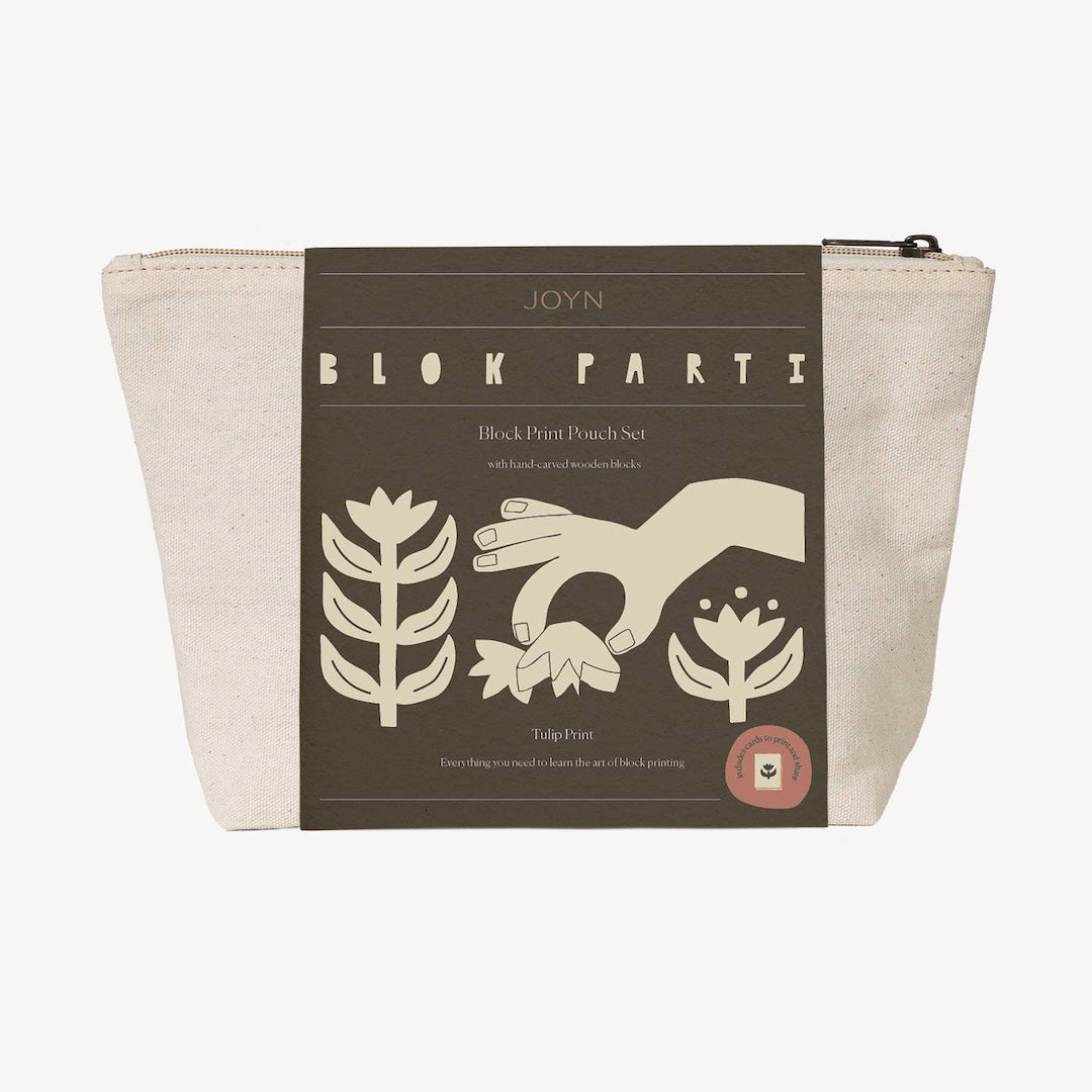 canvas pouch with block parti packaging
