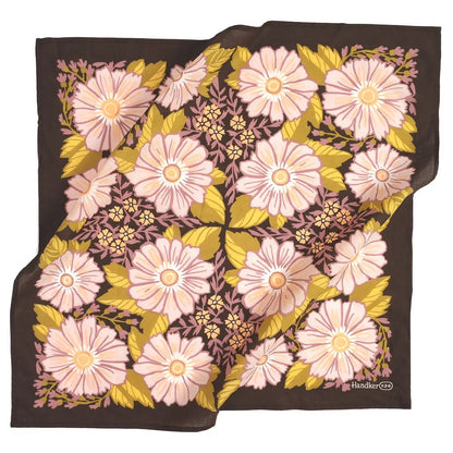 brown bandana with pink flowers on a white background