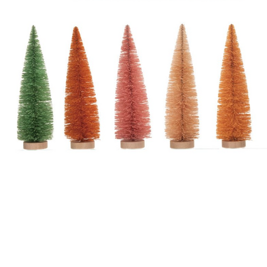 S/10 6"H Sisal Bottle Brush Trees w/ Wood Bases