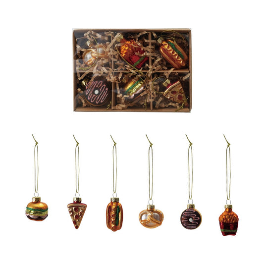 Glass Food Ornaments, Boxed Set of 6