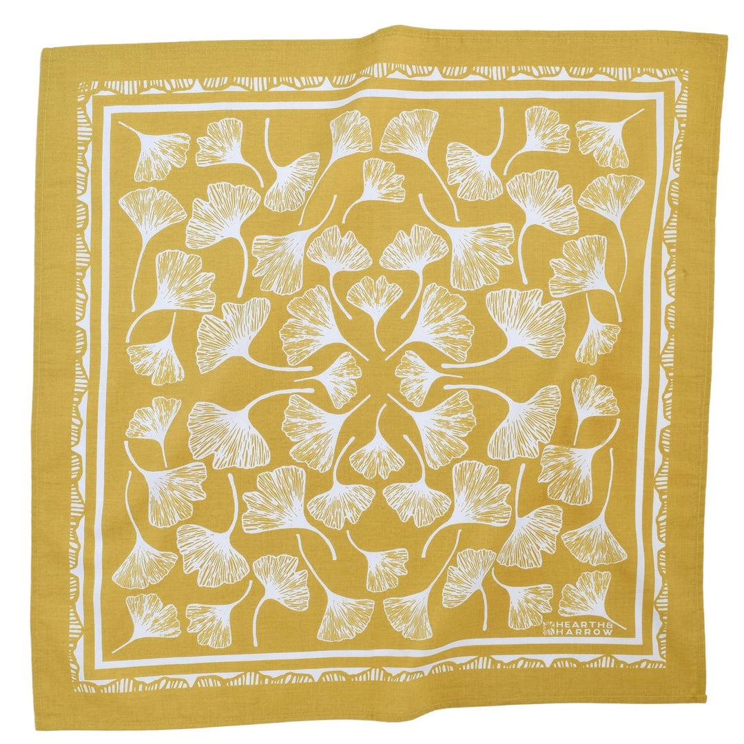 yellow bandana with gingko leaves